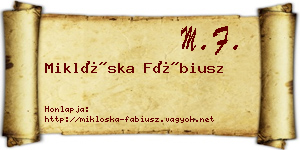 Miklóska Fábiusz névjegykártya